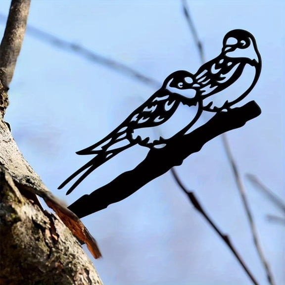 HELLOYOUNG Metal Swallow Bird Silhouette Outdoor Statue Rustic Birds of A Feather Design for Garden Yard Patio Outdoor Tree Cuttings   Charming Natural Accent Housewarming Gift