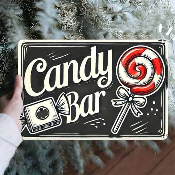 HELLOYOUNG Metal Tin Sign Vintage Candy Bar Chocolate Lollipop Wall Decor for Kitchen Cafe Bar Retro Rustic Metal Art
