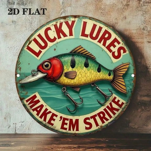 HELLOYOUNG Metal Tin Sign Vintage Fishing Wall Decor 8x8 Inch Retro Pub Bar Man Cave Rustic Decor Garage Gift for Men Home Office