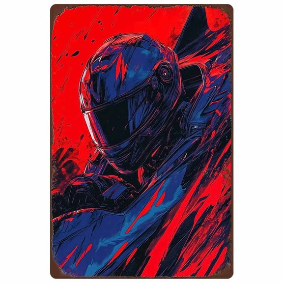 HELLOYOUNG Metal Tin Sign Wall Art 12x8 Inch Retro Vintage Soldier Blue Red Wall Decor for Bedroom Office Cafe 2D Futuristic Home Decor