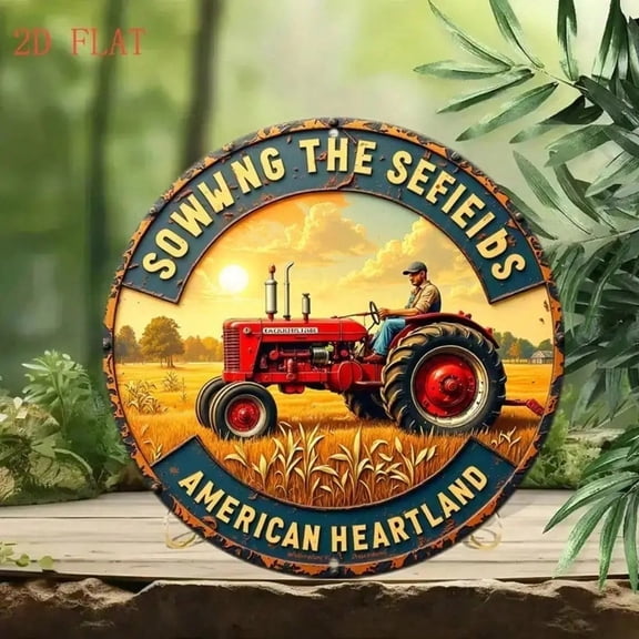 HELLOYOUNG Metal Tractor Wall Sign Vintage Farmhouse Decor, Rustic Tin Art for Outdoor Garden and Sowing Seeds Farmhouse Decor Wall Art