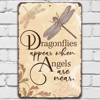 HELLOYOUNG Metal Wall Art Classic Dragonfly Decor, Outdoor Garden Fence Patio Wall Sign Vintage Dragonflies Metal Sign Durable Indoor Outdoor Hanging Decor 12x18 Inch