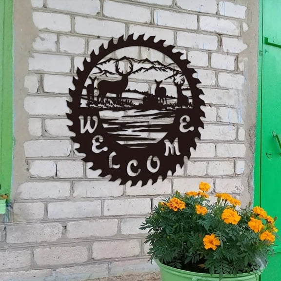 HELLOYOUNG Metal Wall Art Decor, Elegant Deer Wall Plaque for Outdoor Garden and Indoor Home Office, Durable Iron Modern Sign