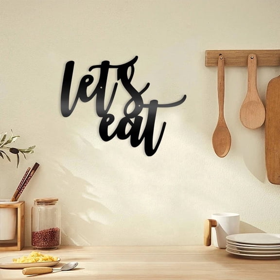 HELLOYOUNG Metal Wall Art Kitchen Sign Decorative Letter "Let Eat" Rustic Farmhouse Home Decor Durable Iron Lettering for Dining Room Hanging Decorative Charming Script
