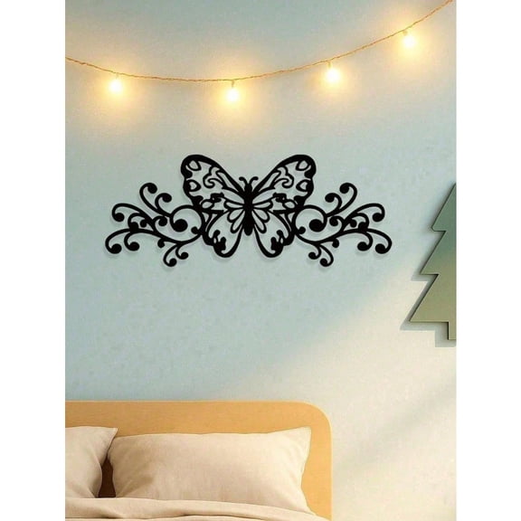 HELLOYOUNG Metal Wall Art Ornate Butterfly, Black Scrollwork 3D Butterfly Decor for Living Room Bedroom Home Holiday Gift