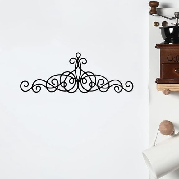 HELLOYOUNG Metal Wall Art Scroll Large Iron Medallion Rustic Plaque Black Decor Ornament for Living Room Bedroom Home