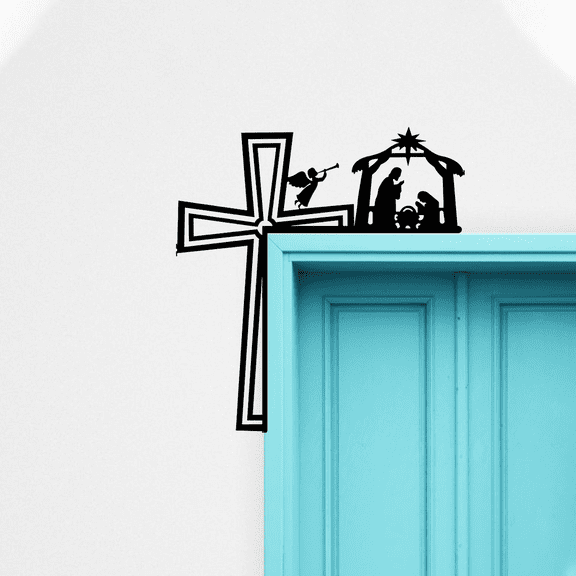 HELLOYOUNG Metal Wall Art Sculpture Decorative Iron Corner Frame Ornamental Door and Wall Decor for Home Interior, Rustic Festival Accent