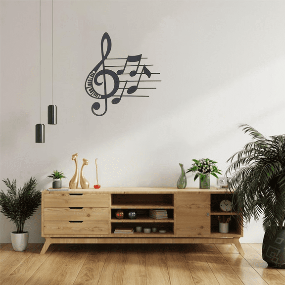 HELLOYOUNG Metal Wall Art Treble Clef Music Notes Decor Wrought Iron Sculpture for Living Room Atmosphere Pendants Office Artwork Home Decoration