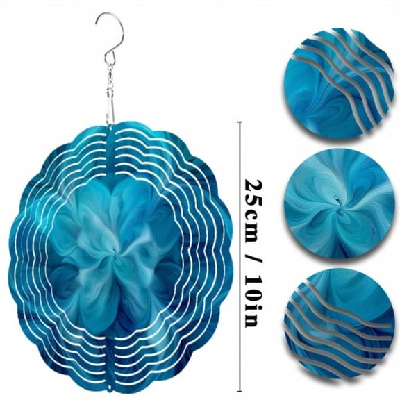 HELLOYOUNG Metal Wall Decor 10 Inch Wind Spinner, 360 Degree Rotating Hook with Fantasy Cloud Design, Artistic Outdoor Wind Chime for Garden Balcony Spring Summer Decoration