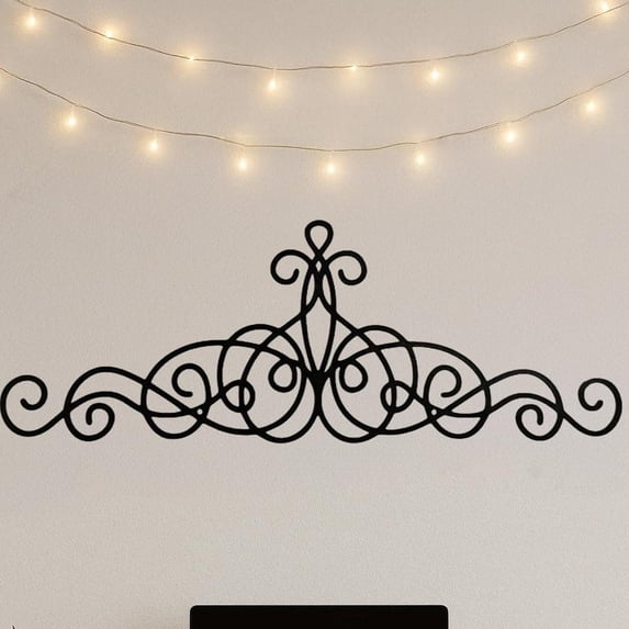 HELLOYOUNG Metal Wall Ornament Scroll Wall Art Iron Wall Decor ,Black Wall Medallion Traditional Iron Wall Plaque Adornment for Living Room Bedroom