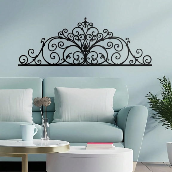 HELLOYOUNG Metal Wall Sculpture - Elegant Laser-Cut Scroll Floral Wall Hanging for Home Decor, Bedroom, Doorway, Wedding, Halloween, Christmas Gift, Decorative Metal Art