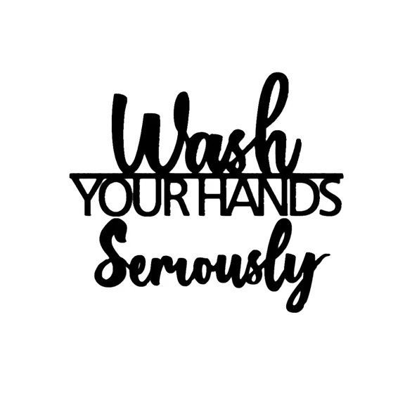 HELLOYOUNG Metal Wash Your Hands Seriously Sign Wall Art for Bathroom Decorative Letter Unique Rustic Decor with Anti-Rust Finish, Perfect Farmhouse Home Office Entryway Decor