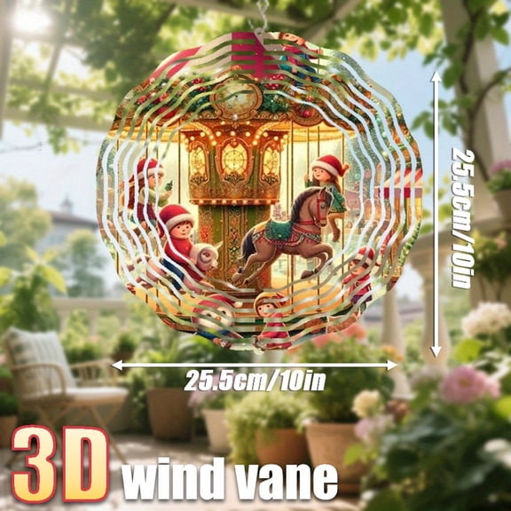 HELLOYOUNG Metal Wind Chimes Vintage Carousel Pendant Hanging Decor - Heavy Iron Construction with Rotating Clown Scene, No Electricity Required - Easy To Install for Indoor Outdoor Christmas Wedding