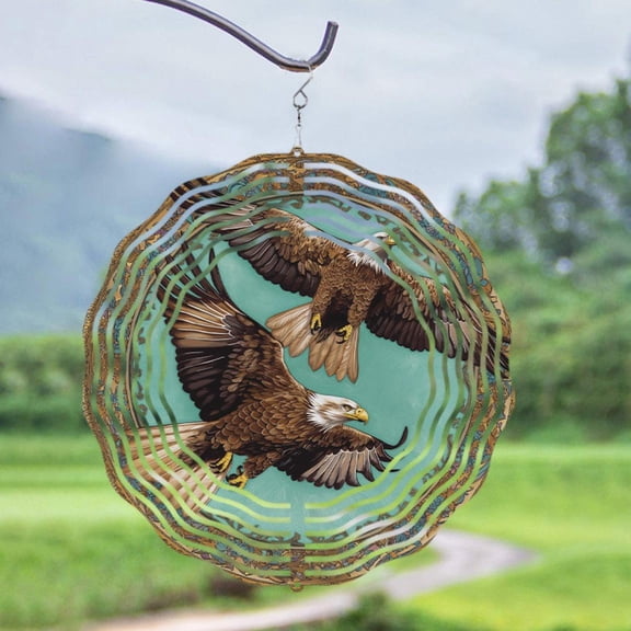 HELLOYOUNG Metal Wind Spinner 360 Rotating  iron  Sun Catcher color atmosphere pendant Outdoor Decor for Garden Balcony Lawn, Soaring Eagle Pattern All Season Gift