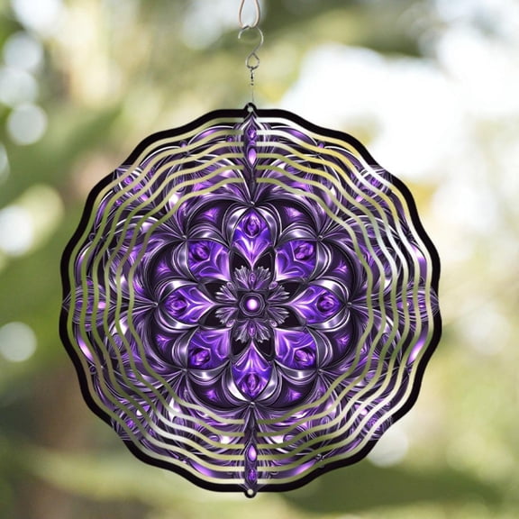 HELLOYOUNG Metal Wind Spinner, Elegant Garden Art & Outdoor Hanging Wind Chimes, Colorful Spinning Sculpture for Yard Patio Lawn, No Power Needed, Classical Balinese Style Sun Catcher