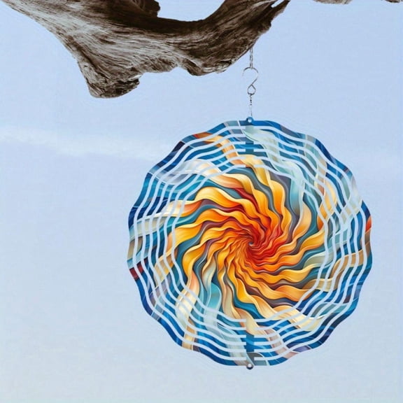HELLOYOUNG Metal Wind Spinner, Kinetic Art Garden Decor, Outdoor Yard Ornament with Rainbow Spiral, Weather-Resistant Sun Catcher Gift for Women Wife