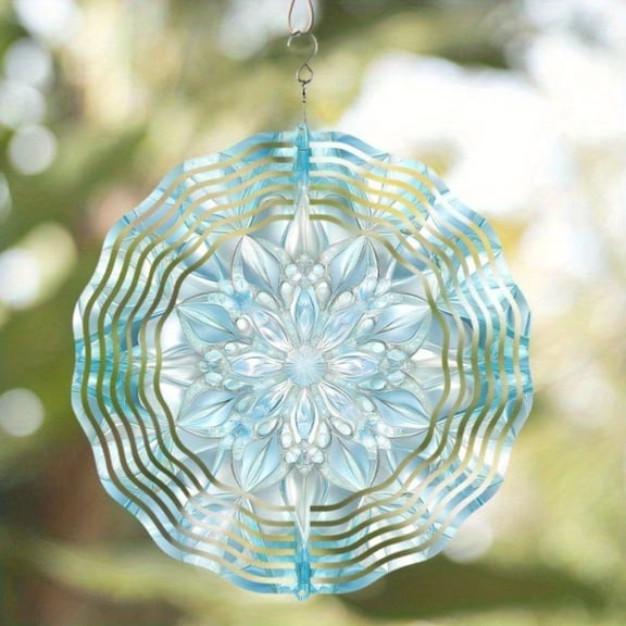 HELLOYOUNG Metal Wind Spinner Wind Chime for Outdoor Garden Yard Patio, Snowflake Hanging Ornament Decor with Relaxing Wind Motion, Wind Spinner Art for Patio Lawn Backyard