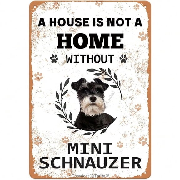 HELLOYOUNG Mini Schnauzer Metal Sign Retro 8x12 Inch Customizable Dog Lover Wall Art Decor for Kitchen Bar Man Cave