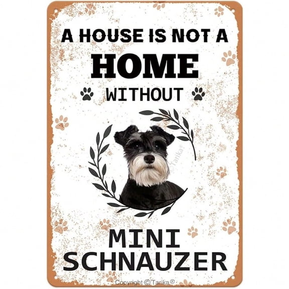HELLOYOUNG Mini Schnauzer Tin Metal Sign 8x12 Inch, Customizable Retro Wall Art for Home Kitchen Decor, Dog Lover Gift for House