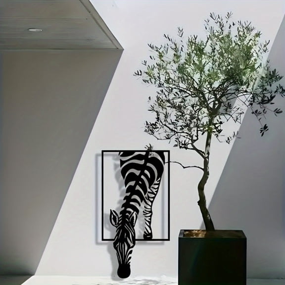 HELLOYOUNG Modern Zebra Metal Wall Art Black White Striped Iron Sculpture Farmhouse Animal Decor for Living Room Bedroom Office Unique 3D Design Gift