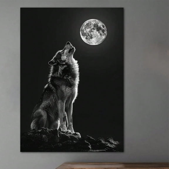 HELLOYOUNG Moon and Wolf Metal Poster High Quality Animal Lovers Wall Decor for Living Room Home Decor