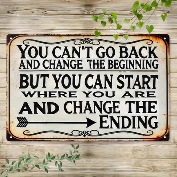 HELLOYOUNG Motivational Metal Sign, Inspirational Quote Wall Art for Office Home Study Classroom, Rustic Self-Improvement Decor, Durable Personal Growth Positive Thinking Gift