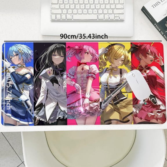 HELLOYOUNG Mouse Pad Anime Mouse Pad Gaming Mouse Pad Magic Girl Anti-Slip Large Desk Pad Office Desk Mat Rectangular Keyboard Pad for Home Game Room Decoration