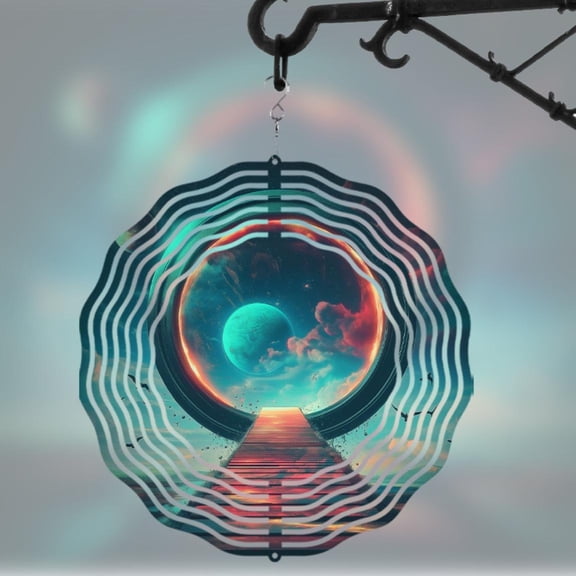 HELLOYOUNG Multicolor Mandala Wind Spinner Outdoor Garden, All-Weather Fade/Rust Resistant Metal Wind Chime for Southeast Asia Climate Wind-powered Pendant Wind Spinners