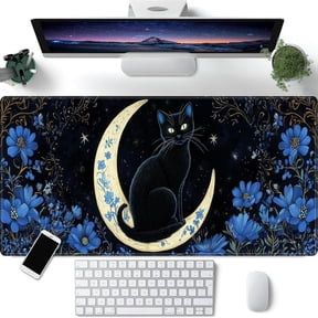 HELLOYOUNG Mysterious Moon Cat Mouse Pad, Thickened Non-Slip Rubber Base, Washable Durable Desk Pad for Office Home, Halloween Christmas New Year Gift