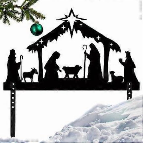 HELLOYOUNG Nativity Scene Christmas Garden Decorative Stakes Outdoor Waterproof Garden Statues Religious Yard Decor, Durable Ground Inserts for Easter Holiday