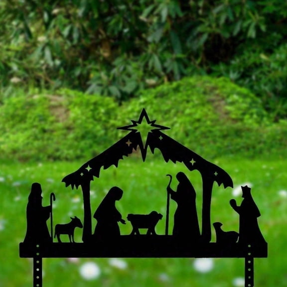 HELLOYOUNG Nativity Scene Projector Light Outdoor Christmas Wall Decor Garden Decorative Stakes Waterproof Yard Projection for Holiday Party Religious Decorations