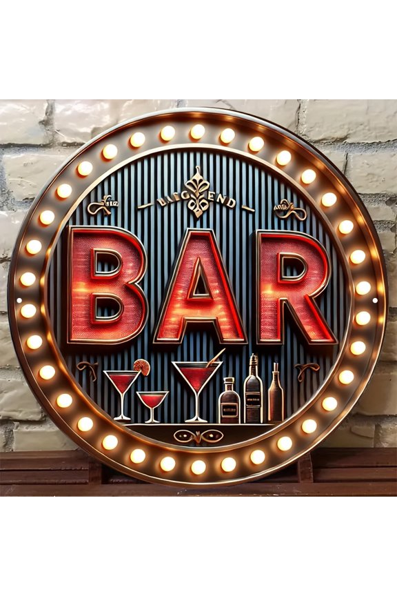 Neon Metal LED Wall Sign 8 Inch Retro Red Gold Aluminum Plaque Pub Decor for Home Bar Man Cave