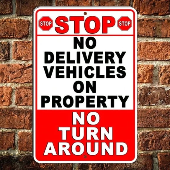 HELLOYOUNG No Delivery No Turn Around Entry Prohibited Sign, Rust-Resistant Metal for Gated Communities Private Properties