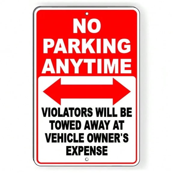 HELLOYOUNG No Parking Anytime Sign Reflective Aluminum Glow in The Dark Borders Nighttime Visibility for Driveway Roads