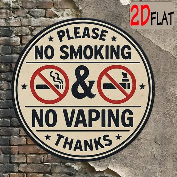 HELLOYOUNG No Smoking Sign Aluminum Round 7.87 Inch 2D Flat Outdoor Metal Plaque for Healthy Environment Rustproof Decor