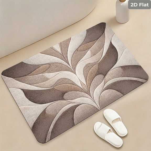 HELLOYOUNG Non-Slip Diatomite Bath Mat, Quick-Dry Absorbent Rug for Bathroom Floor, Soft Geometric Pattern, Hand Washable Earth Stone Mat for Entryway Kitchen Home Decor
