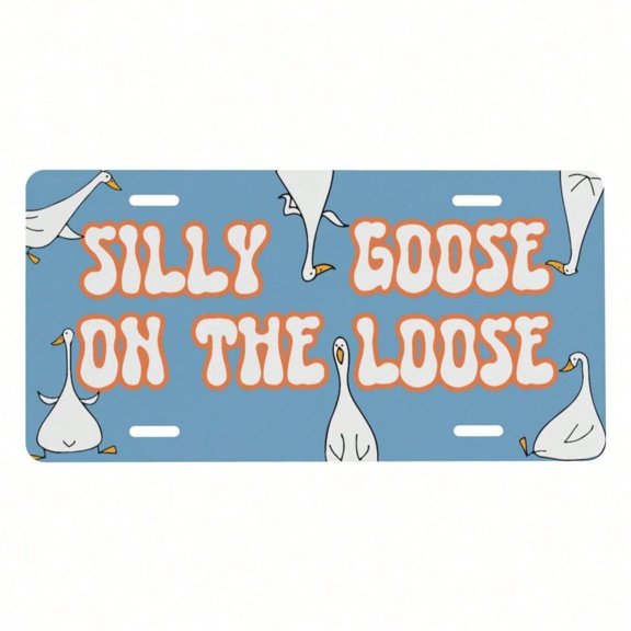 HELLOYOUNG Novelty Aluminum License Plate 6x12 Inch, Funny Goose Design Front Bumper Tag for Car Truck SUV, Rustproof Vanity Plate, Unique Auto Decor Gift for Men Women