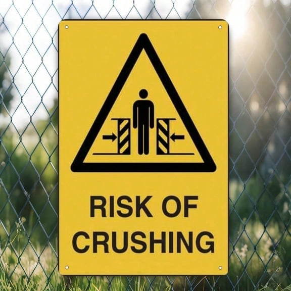 HELLOYOUNG OSHA Compliant Crushing Hazard Warning Metal Sign, Heavy Duty Industrial Safety Signs for Workshop Warehouse Wall Decor, Durable Rustproof Rustic Tin Poster