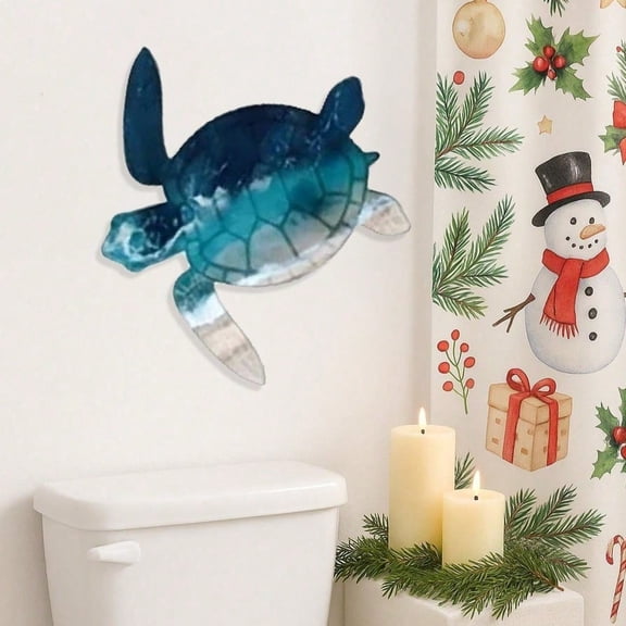 HELLOYOUNG Ocean Series Sea Turtle Metal Wall Art Decor, Coastal Tropical Figurine Sculpture for Bathroom Kids Room, Christmas Halloween New Year Gift Home Improvement Decorative Wall Panels Statue