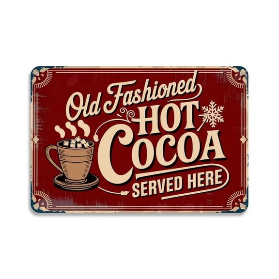 HELLOYOUNG Old Fashioned Hot Cocoa Vintage Metal Sign - 8x12 Inch Aesthetic Room Decor, Perfect Wall Art for Home Kitchen Bar Cafe (Easy to Hang)