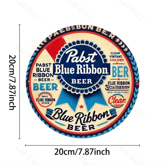 HELLOYOUNG Pabst Blue Ribbon Metal Wall Art 8x8in, Reusable Aluminum Sign for Home Kitchen Restaurant Bedroom Garage Office Decor, Easy Hanging Craft Tool