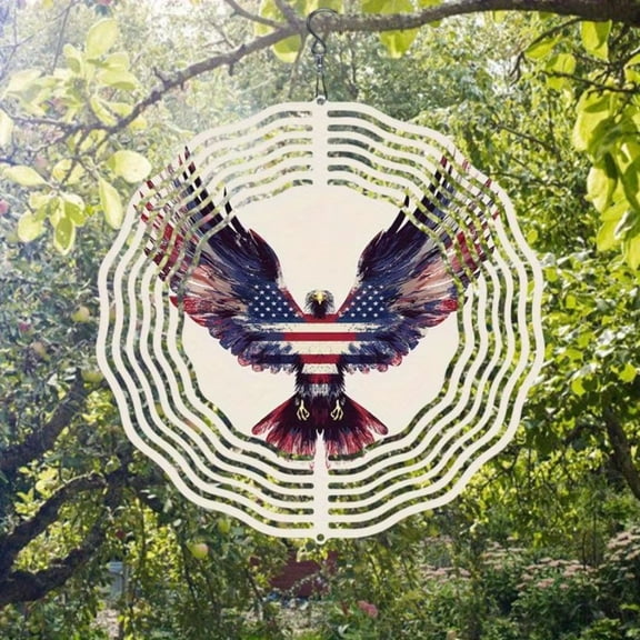HELLOYOUNG Patriotic Eagle Wind ChimeAmerican Flag Outdoor WindchimeMetal Wind Chimes for Garden DecorHousewarming Gifts