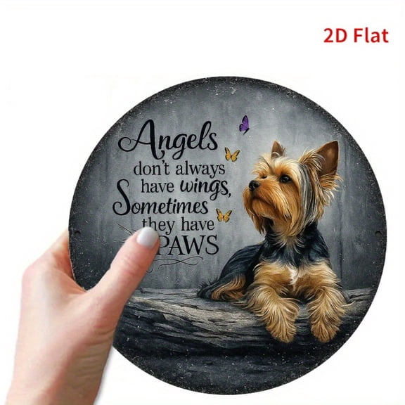 HELLOYOUNG Pet Memorial Plaque - Yorkshire Terrier with Paw Print - Decoration for Homes- Birthday/Memorial Gift-Decoration for Pet Lovers