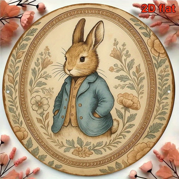 HELLOYOUNG Peter Rabbit Vintage Aluminum Plaque 8 Inch Round Classic Book Wall Decor Tin Sign for Home Garden Farmhouse Rustic Memorabilia