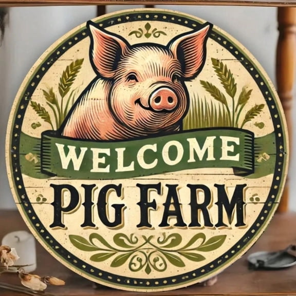 HELLOYOUNG Pig Farm Metal Sign Vintage Tin Wall Art Home Bar Pub Decor Funny Farmhouse Retro Plaque