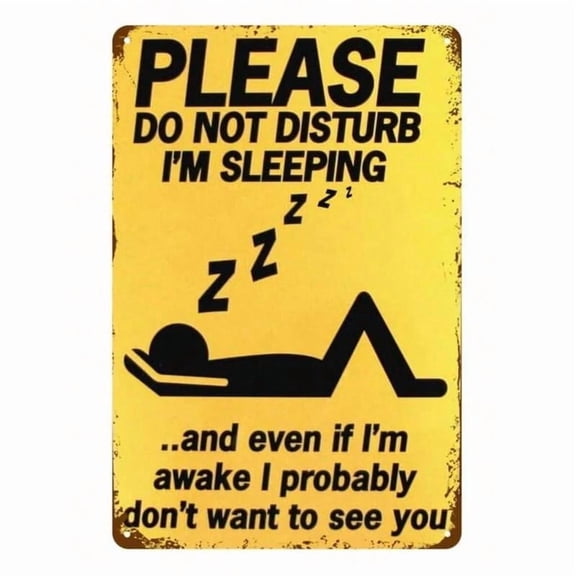 HELLOYOUNG Please Do Not Disturb I'm Sleeping" Funny Metal Tin Sign 11.81"x7.87" Multicolor Iron Novelty Vintage Plaque Decor for Home Room Wall Bathroom Bar Cafe Garage