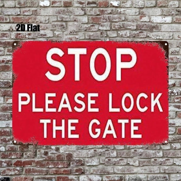 HELLOYOUNG Please Lock The Door Metal Sign 8x12 Inch Red Warning Plaque, Rustic Farmhouse Wall Art Decor