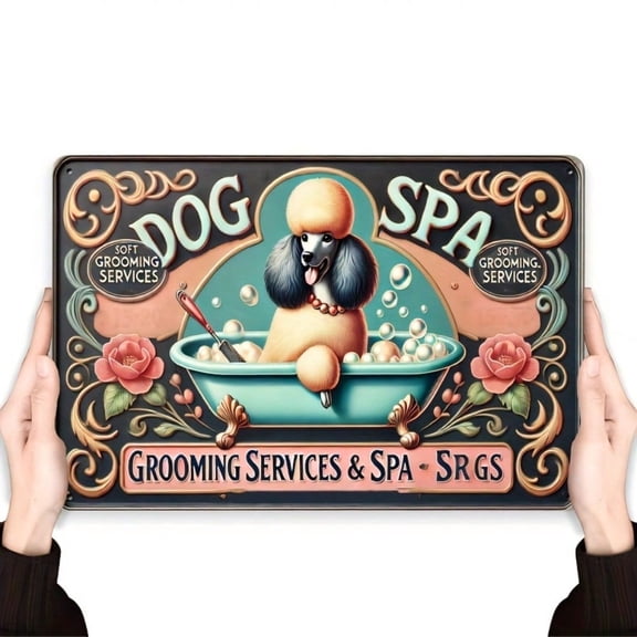 HELLOYOUNG Poodle Wall Art Vintage Metal Sign 8x12 Inch Rustic Dog Decor for Home Bathroom Patio