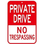 HELLOYOUNG Private Driveway Sign, 1 PC Private Drive No Trespassing Sign, Rust Free Heavy Duty Aluminum Private Road Reflective Warning Signs,Easy To Mount,Outdoor Use Reflective-Red
