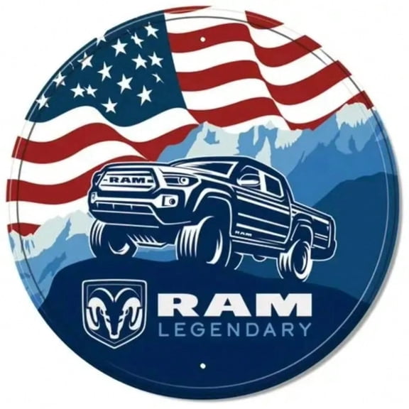 HELLOYOUNG RAM Legendary Truck Tin Sign 11.75" Metal Wall Art Man Cave Garage Room Bar Decoration